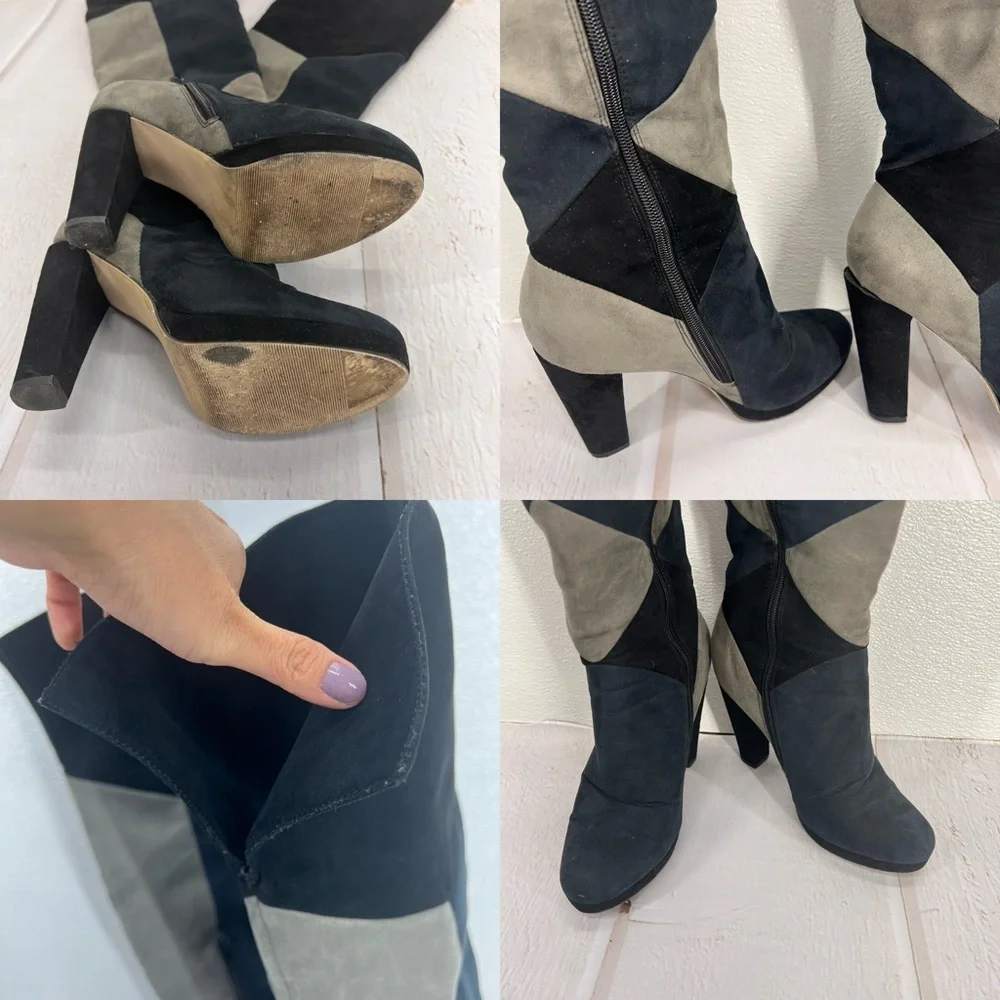 Madden Girl Deeon Knee High Block Heel Boots Women’s Size‎ 7 | Colorblock